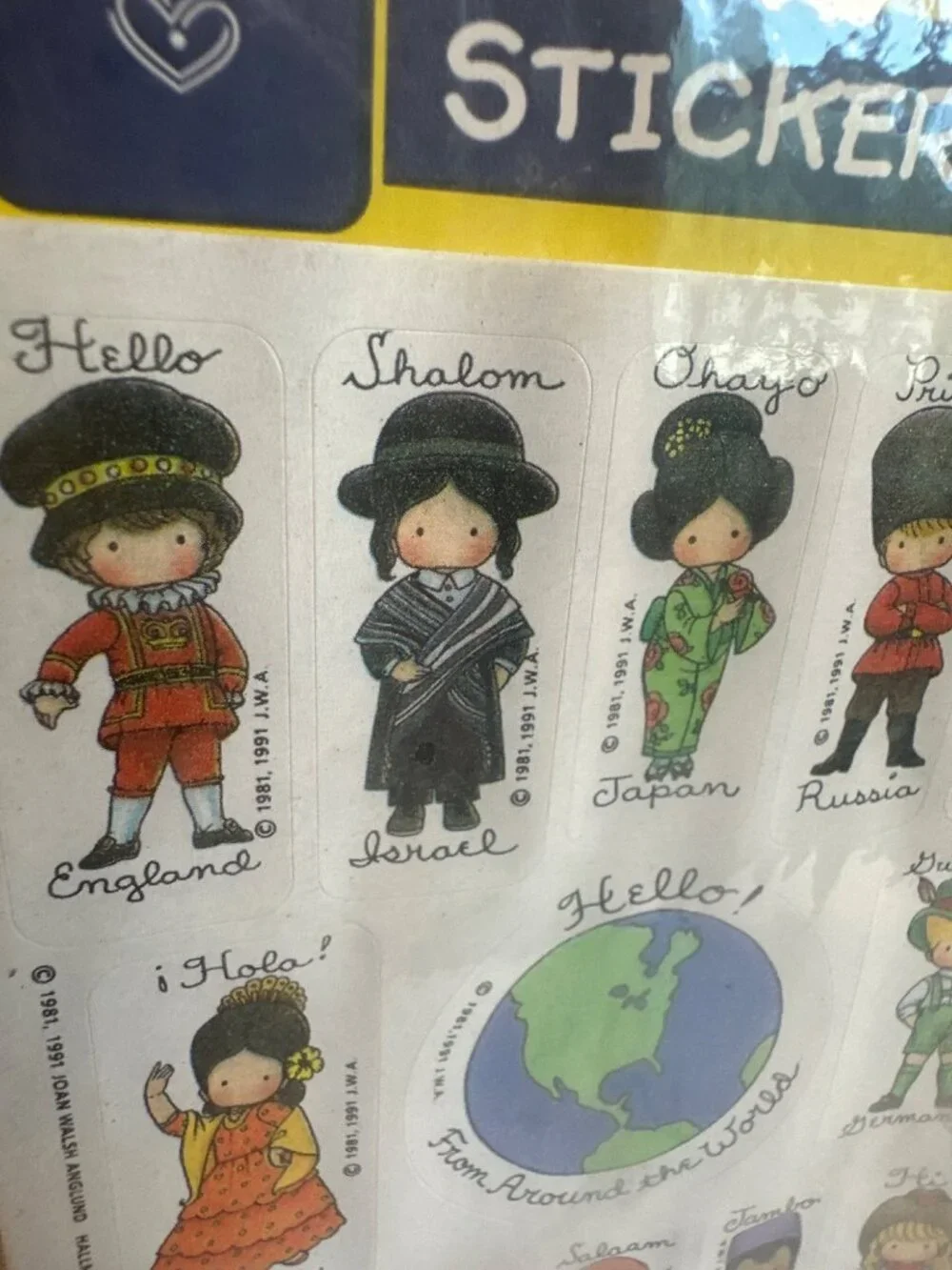 Vintage Hallmark Joan Walsh Anglund Hello Around the World Stickers New
